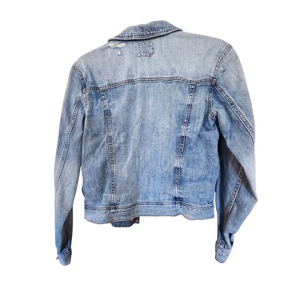 American Eagle Outfitters Distressed Light Wash Denim Jacket Womens M - Picture 2 of 3